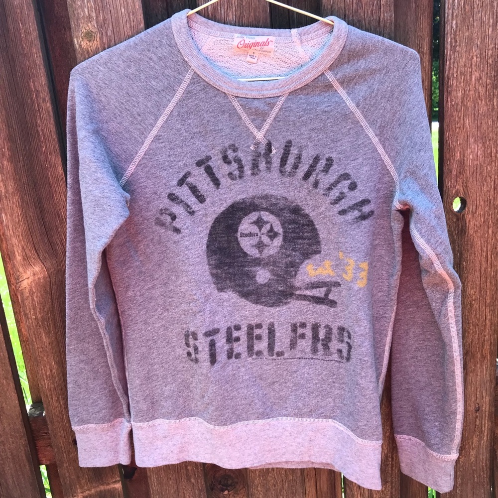 Junk Food | Steelers Grey Crew Sweatshirt Small